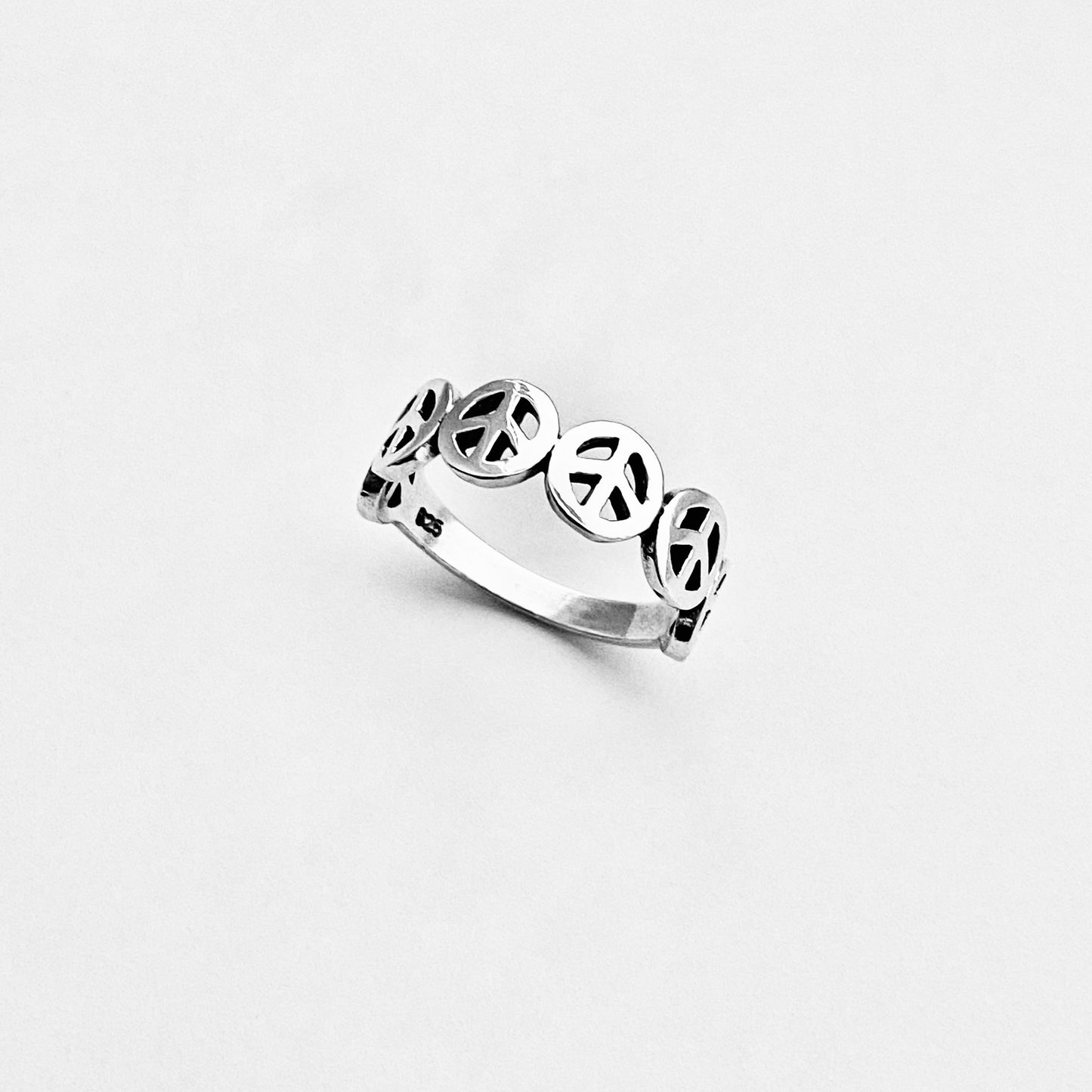 Sterling Silver 6 Peace Sign Ring – Love Peace Unity Silver Rings