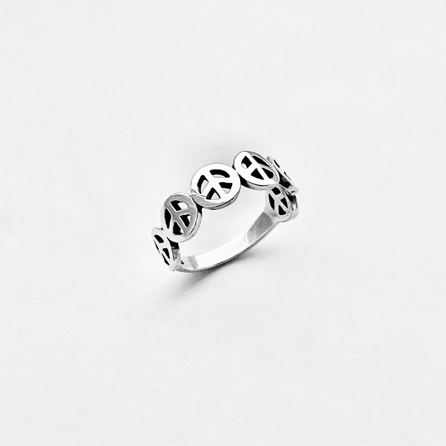 Sterling Silver 6 Peace Sign Ring – Love Peace Unity Silver Rings