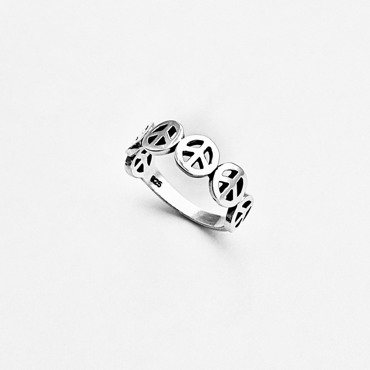 Sterling Silver 6 Peace Sign Ring – Love Peace Unity Silver Rings
