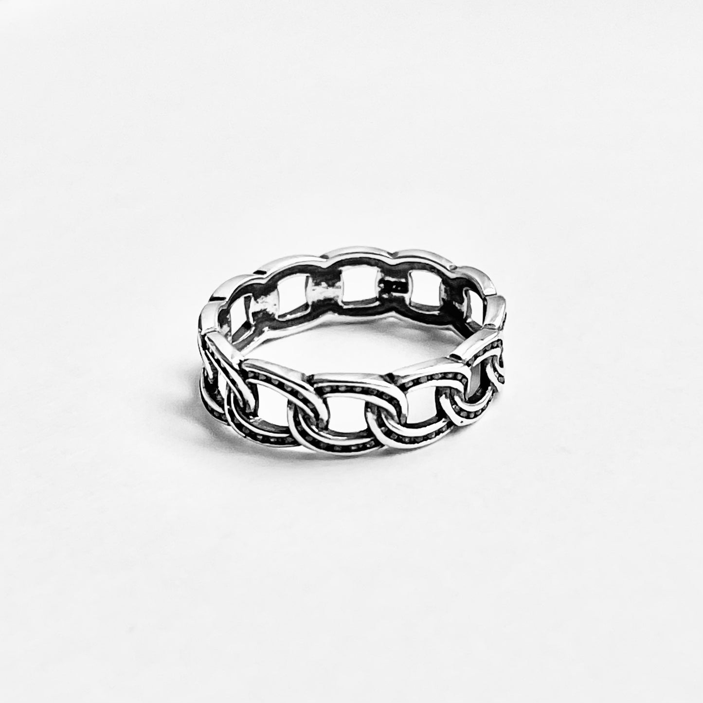 925 Sterling Silver Eternity Round Dot Chain Link Ring | Unisex Jewelry, Stackable Wedding Band
