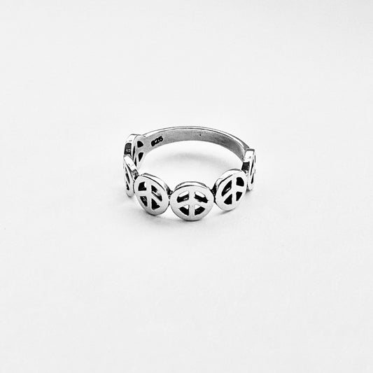 Sterling Silver 6 Peace Sign Ring – Love Peace Unity Silver Rings