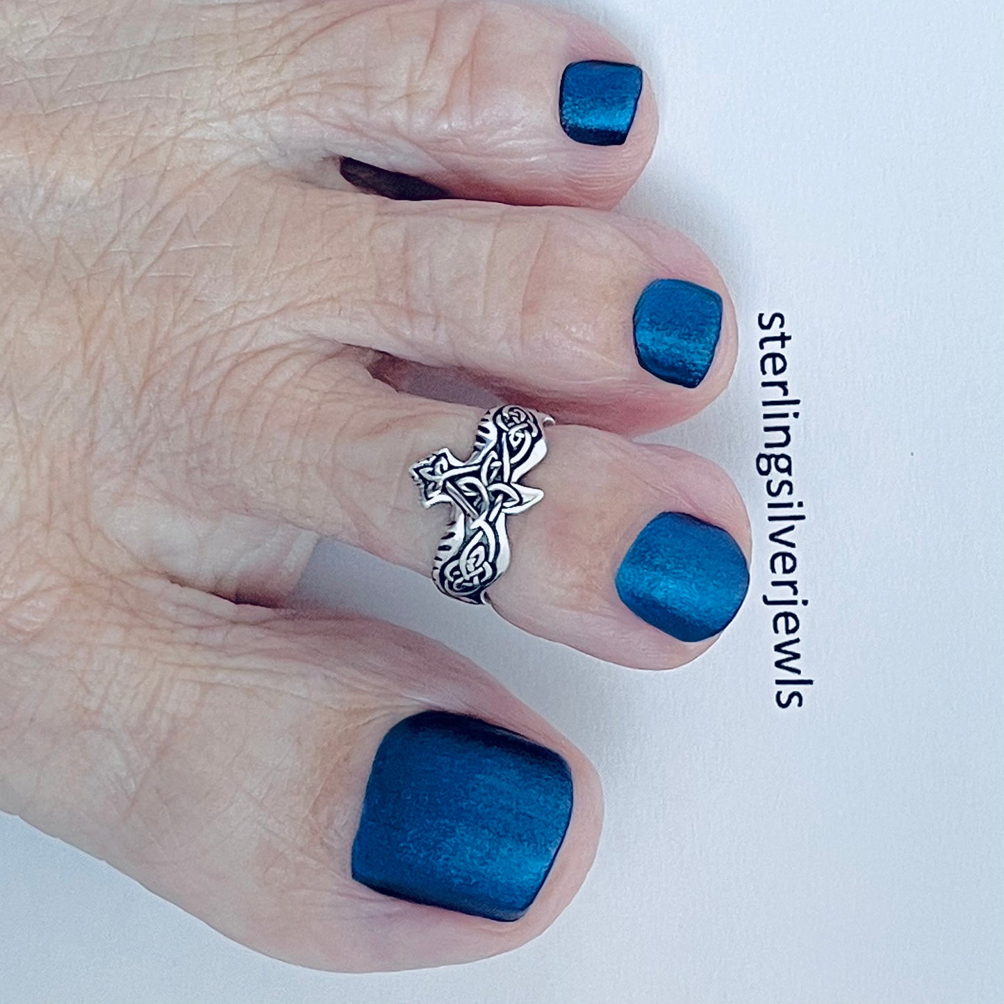 925 Sterling Silver Celtic Eagle Toe Ring | Spirit Birds & Trinity Knot Jewelry
