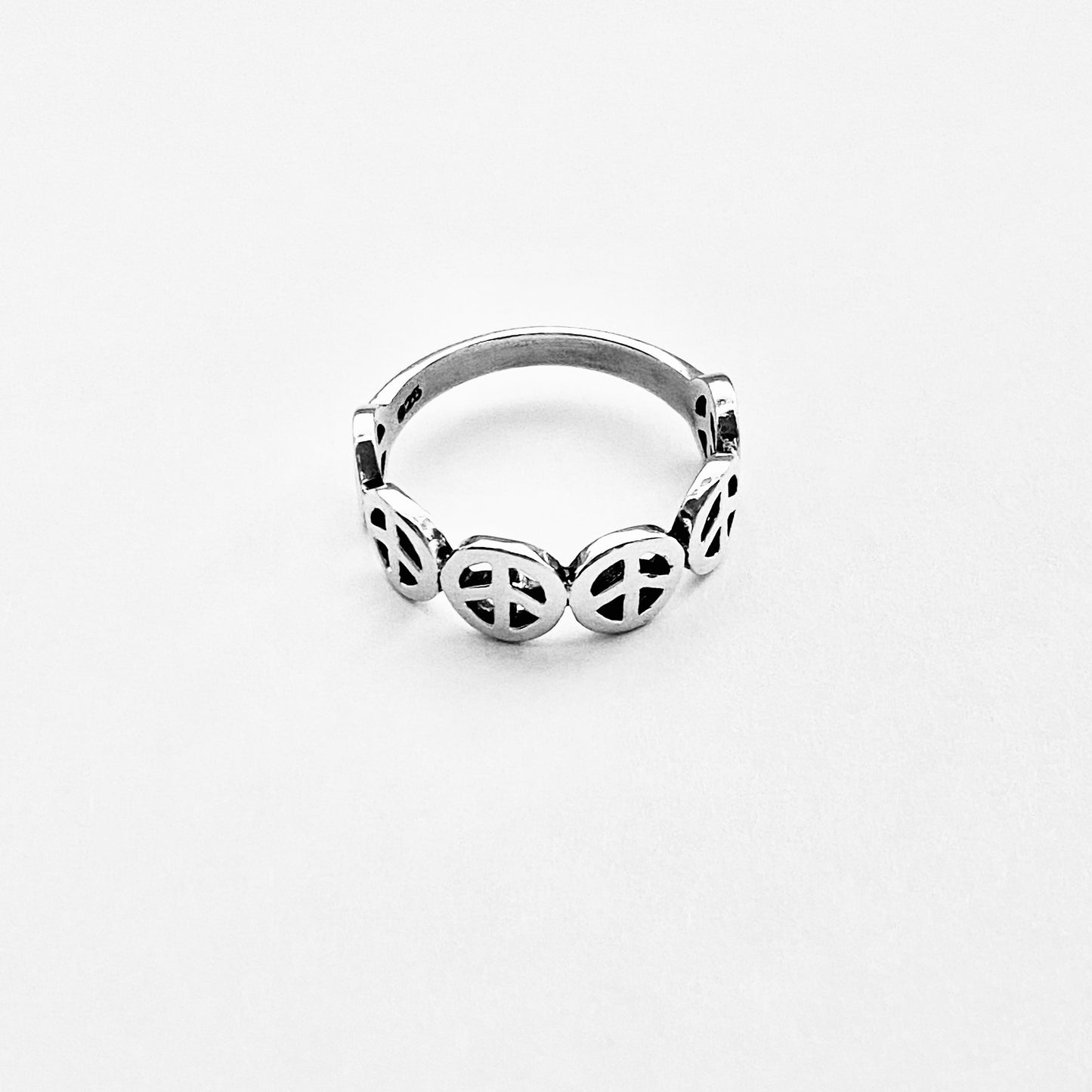 Sterling Silver 6 Peace Sign Ring – Love Peace Unity Silver Rings