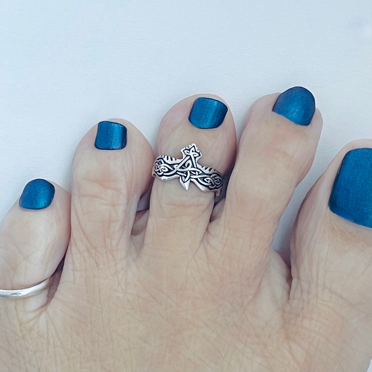 925 Sterling Silver Celtic Eagle Toe Ring | Spirit Birds & Trinity Knot Jewelry