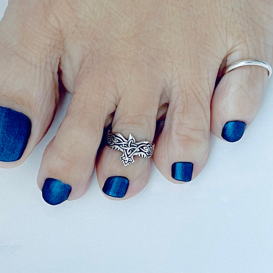 925 Sterling Silver Celtic Eagle Toe Ring | Spirit Birds & Trinity Knot Jewelry