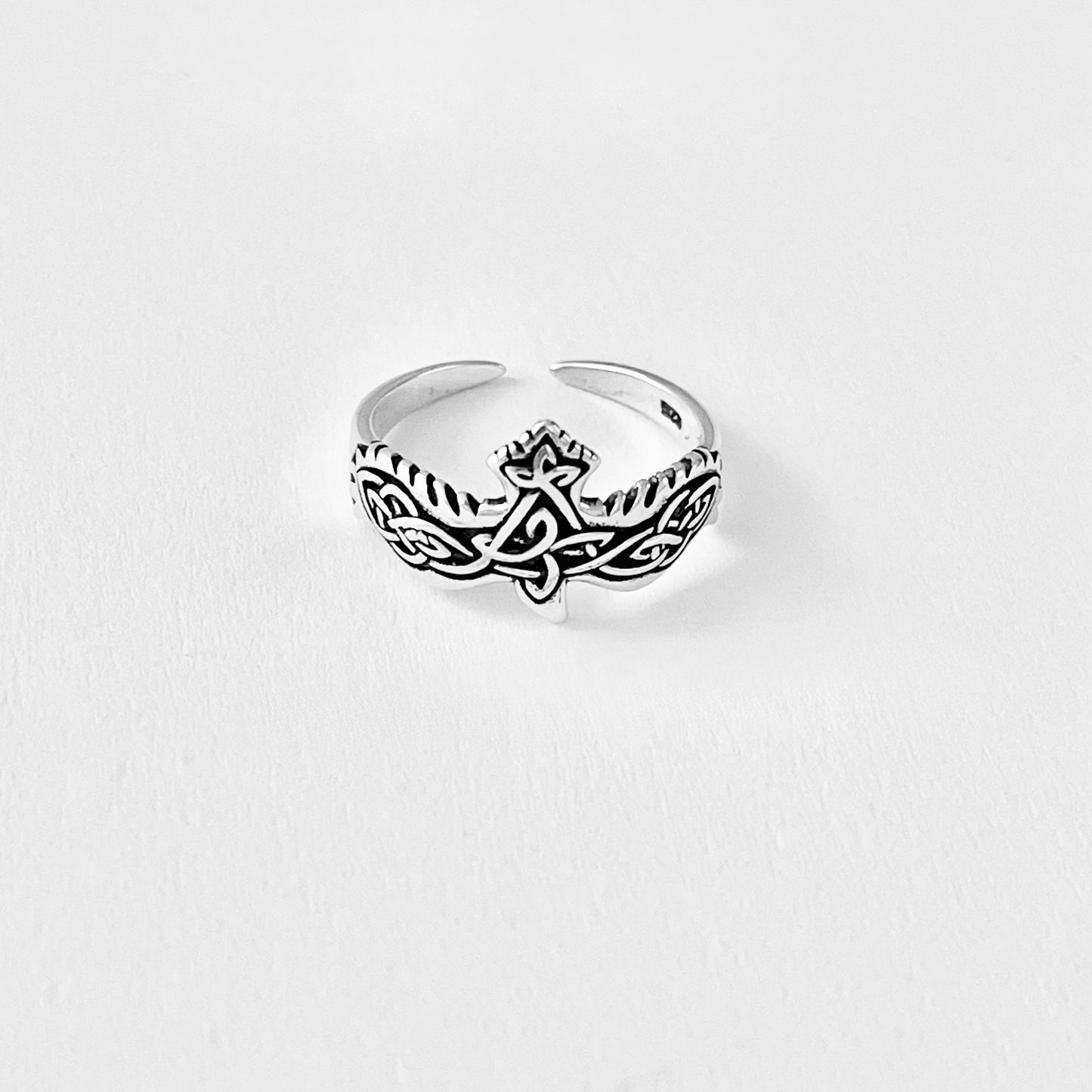 925 Sterling Silver Celtic Eagle Toe Ring | Spirit Birds & Trinity Knot Jewelry