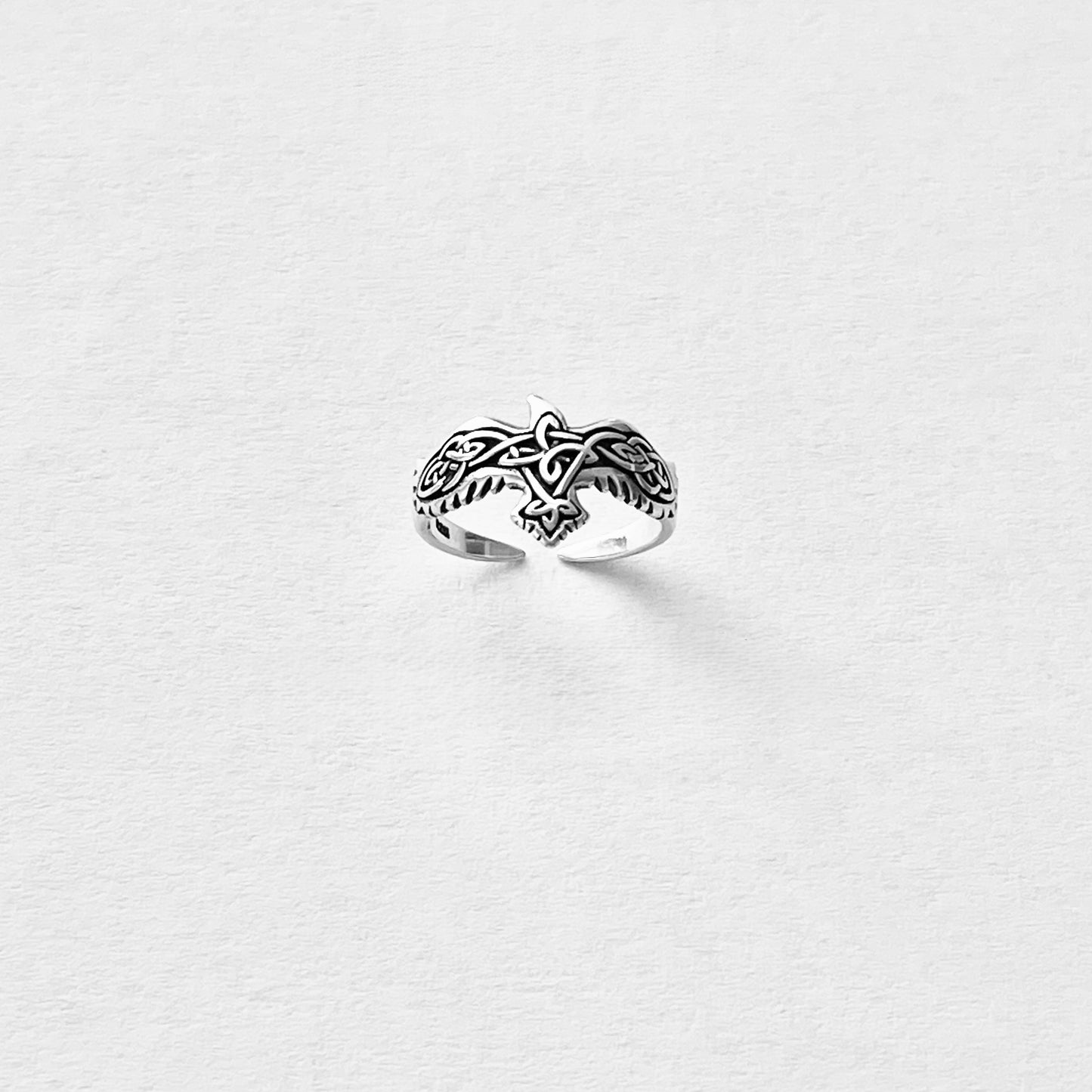 925 Sterling Silver Celtic Eagle Toe Ring | Spirit Birds & Trinity Knot Jewelry