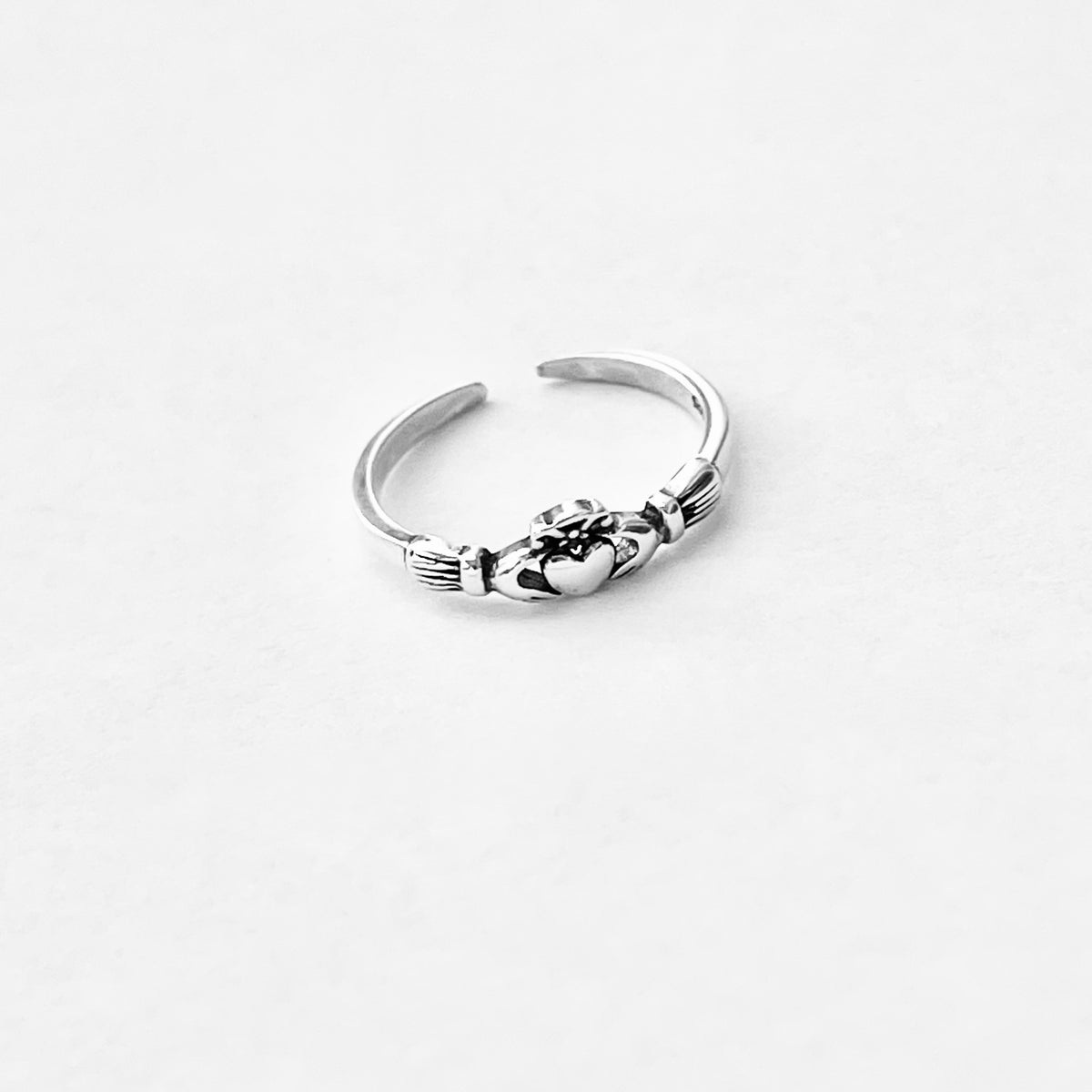 925 Sterling Silver Mini Irish Claddagh Heart Toe Ring | Dainty Love Friendship Silver Rings