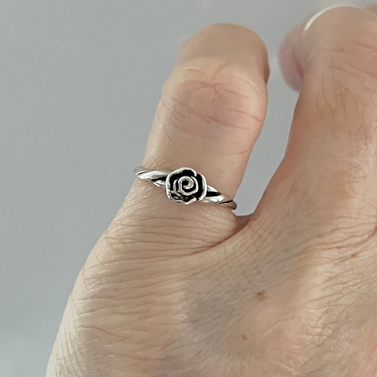 Sterling Silver Rose Toe Ring, Flower Silver Ring