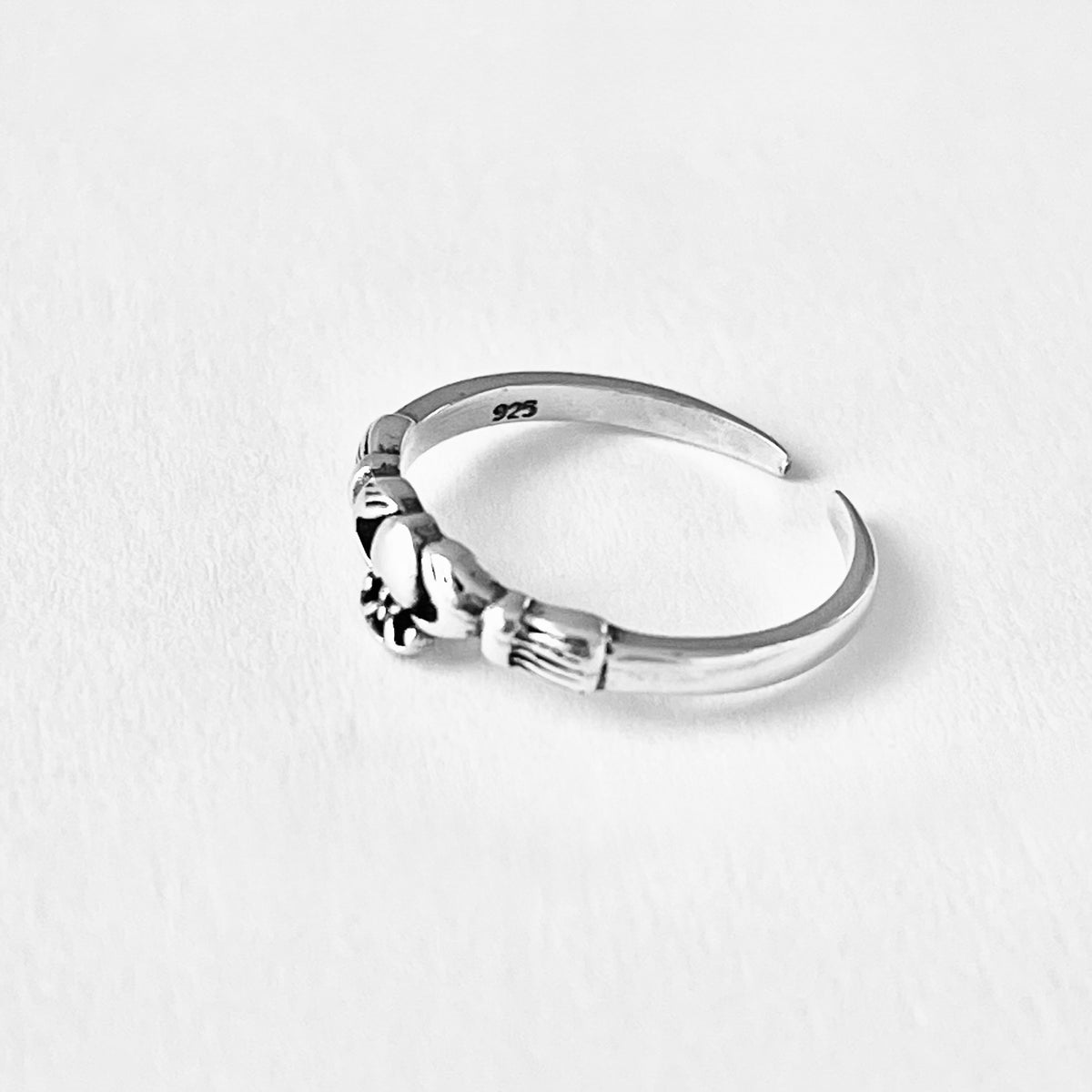 925 Sterling Silver Mini Irish Claddagh Heart Toe Ring | Dainty Love Friendship Silver Rings