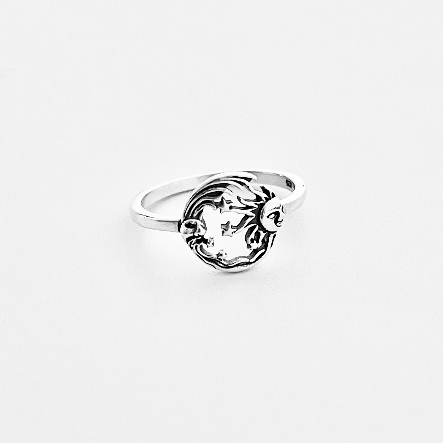 Sterling Silver Dainty Celestial Ring, Moon and Star Rings, Sunshine Jewelry
