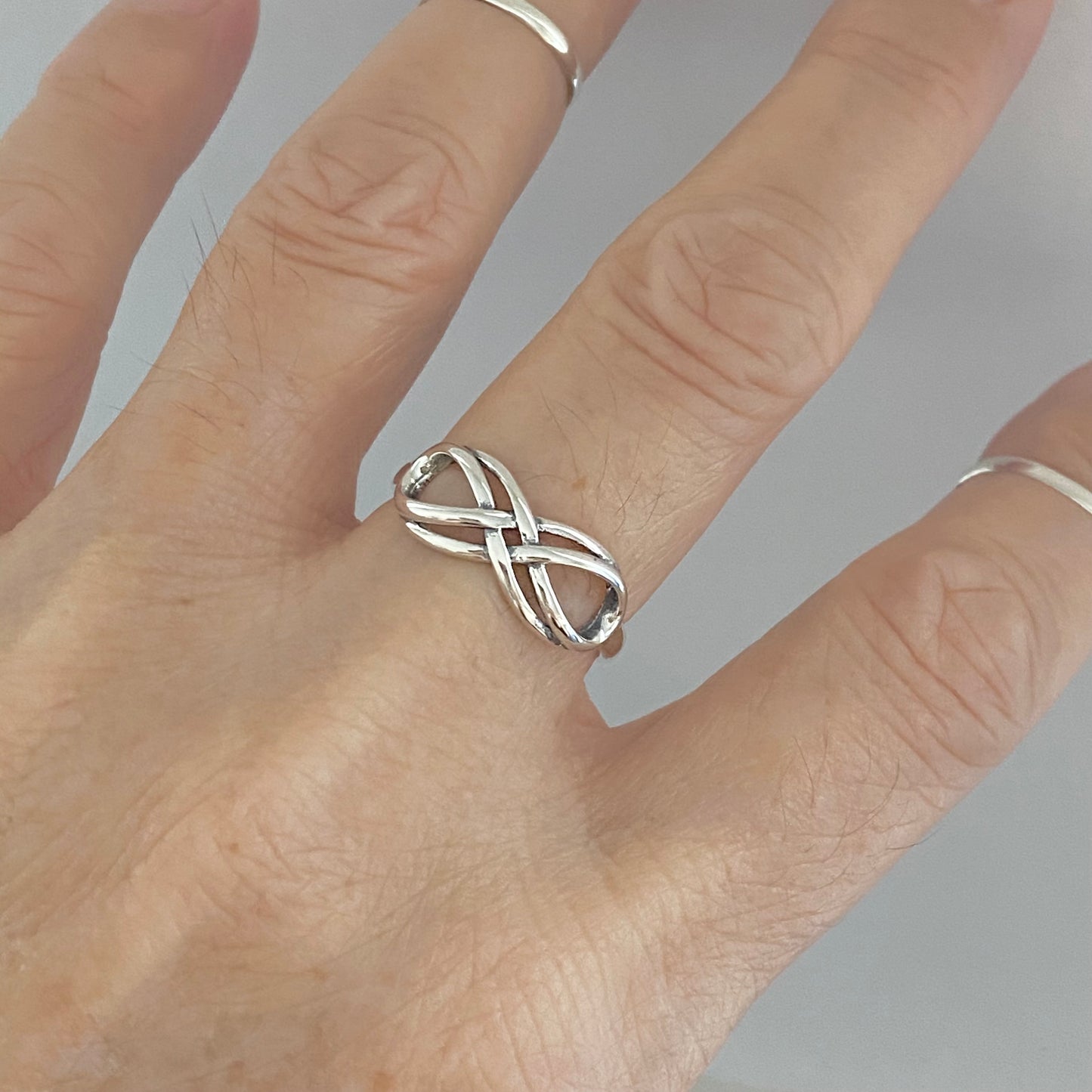 Sterling Silver Double Infinity Ring, Silver love Rings, Eternity Ring, Lazy Eight