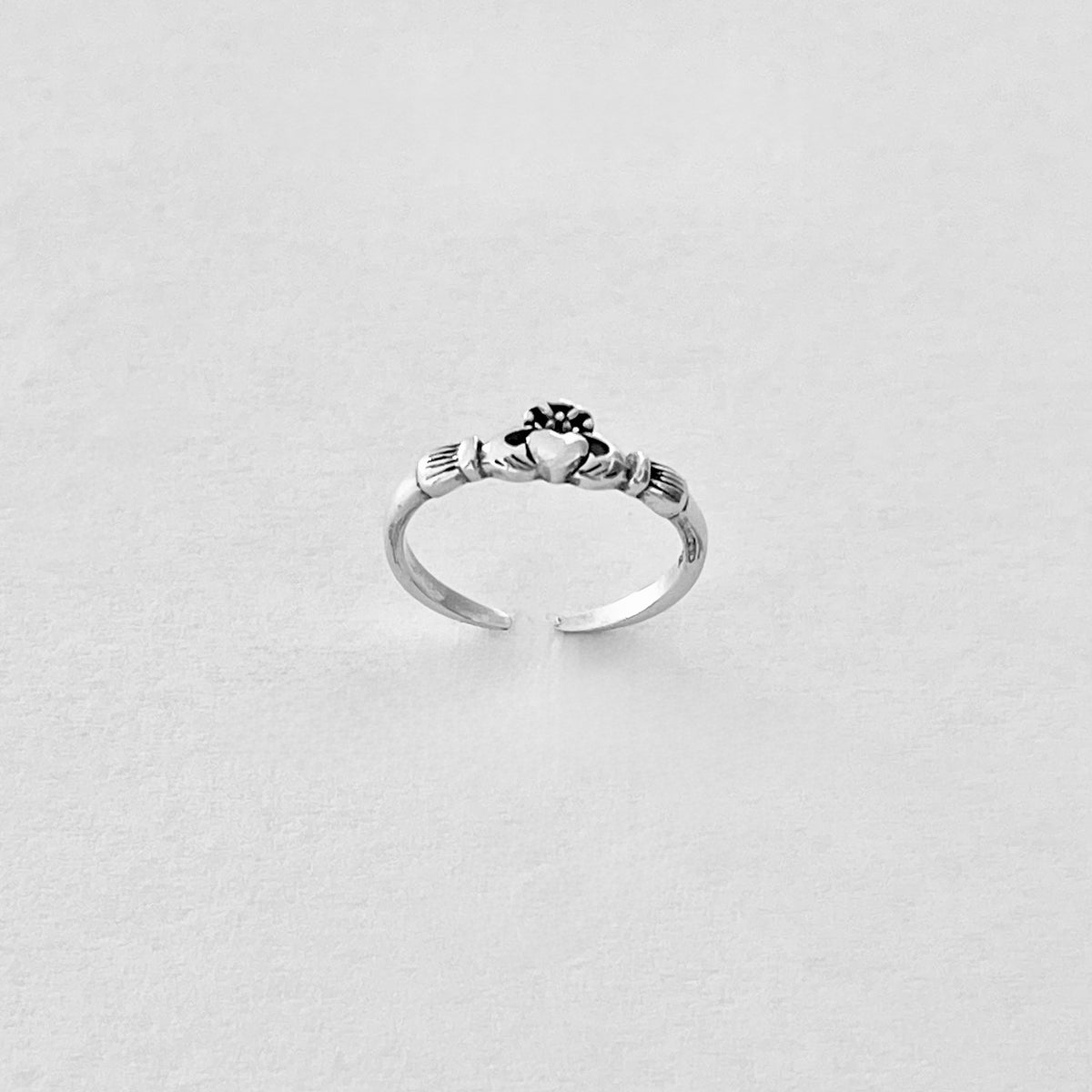 925 Sterling Silver Mini Irish Claddagh Heart Toe Ring | Dainty Love Friendship Silver Rings