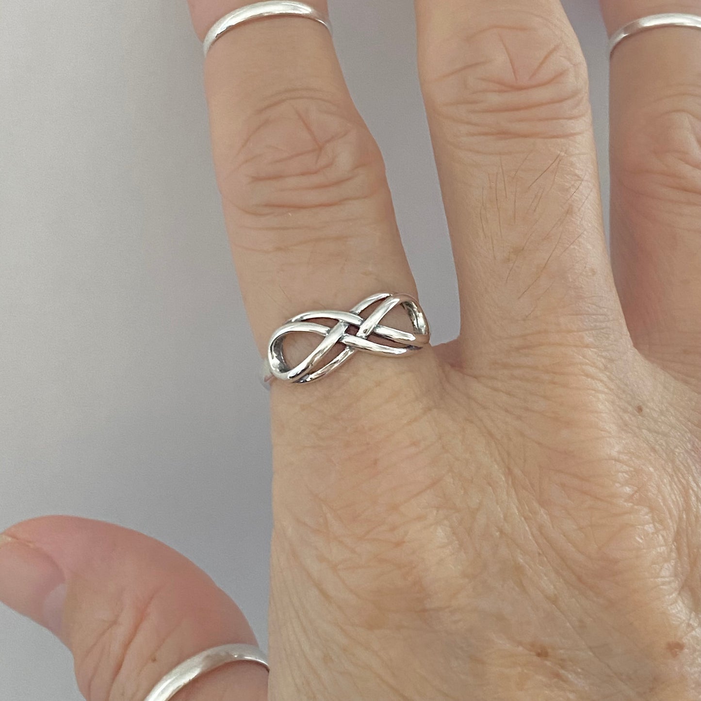 Sterling Silver Double Infinity Ring, Silver love Rings, Eternity Ring, Lazy Eight