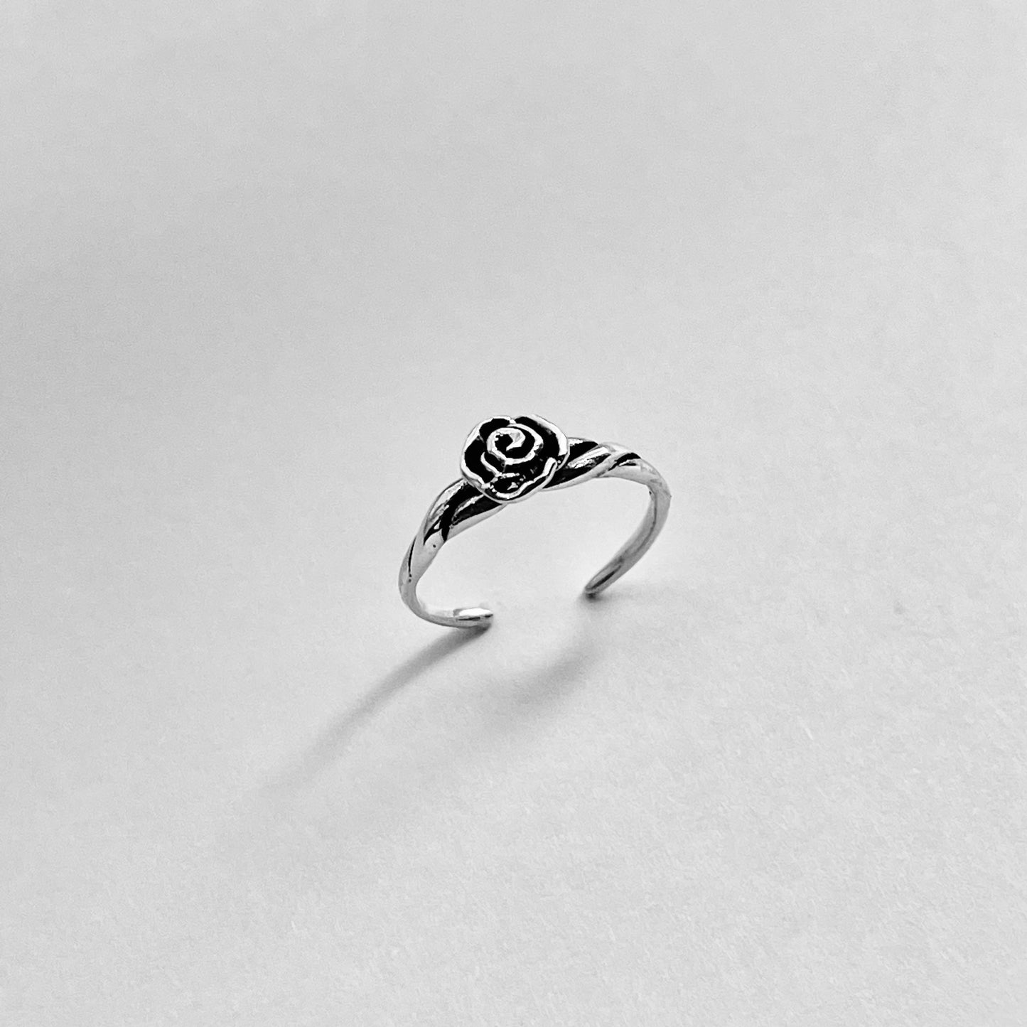 Sterling Silver Rose Toe Ring, Flower Silver Ring