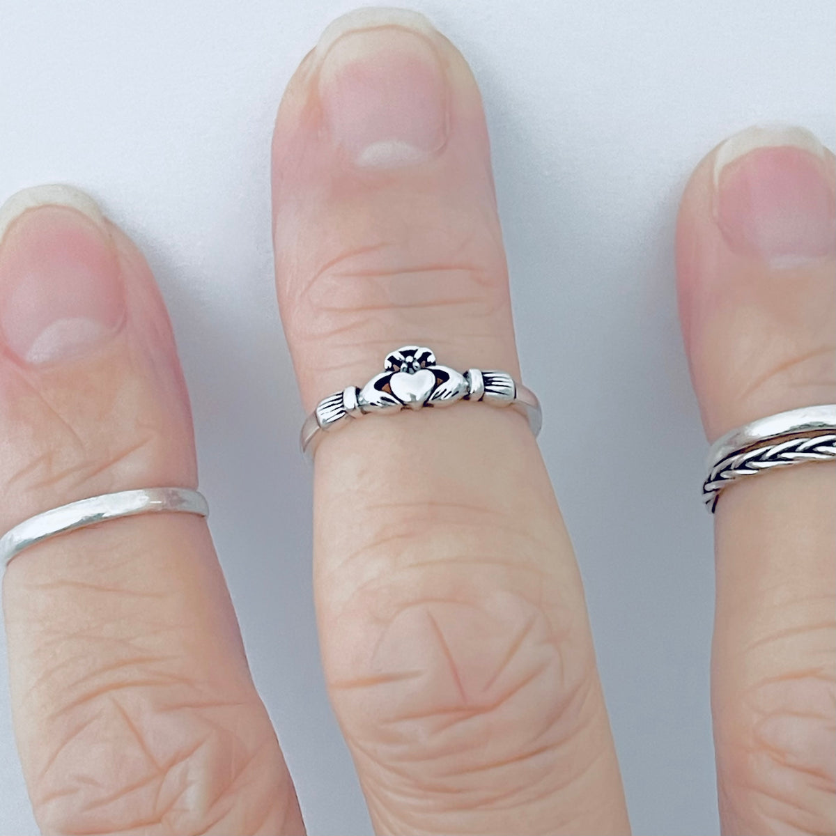 925 Sterling Silver Mini Irish Claddagh Heart Toe Ring | Dainty Love Friendship Silver Rings