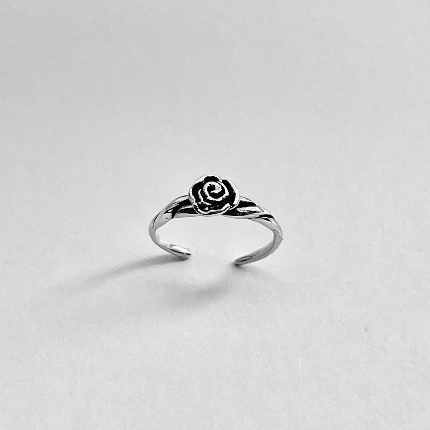 Sterling Silver Rose Toe Ring, Flower Silver Ring