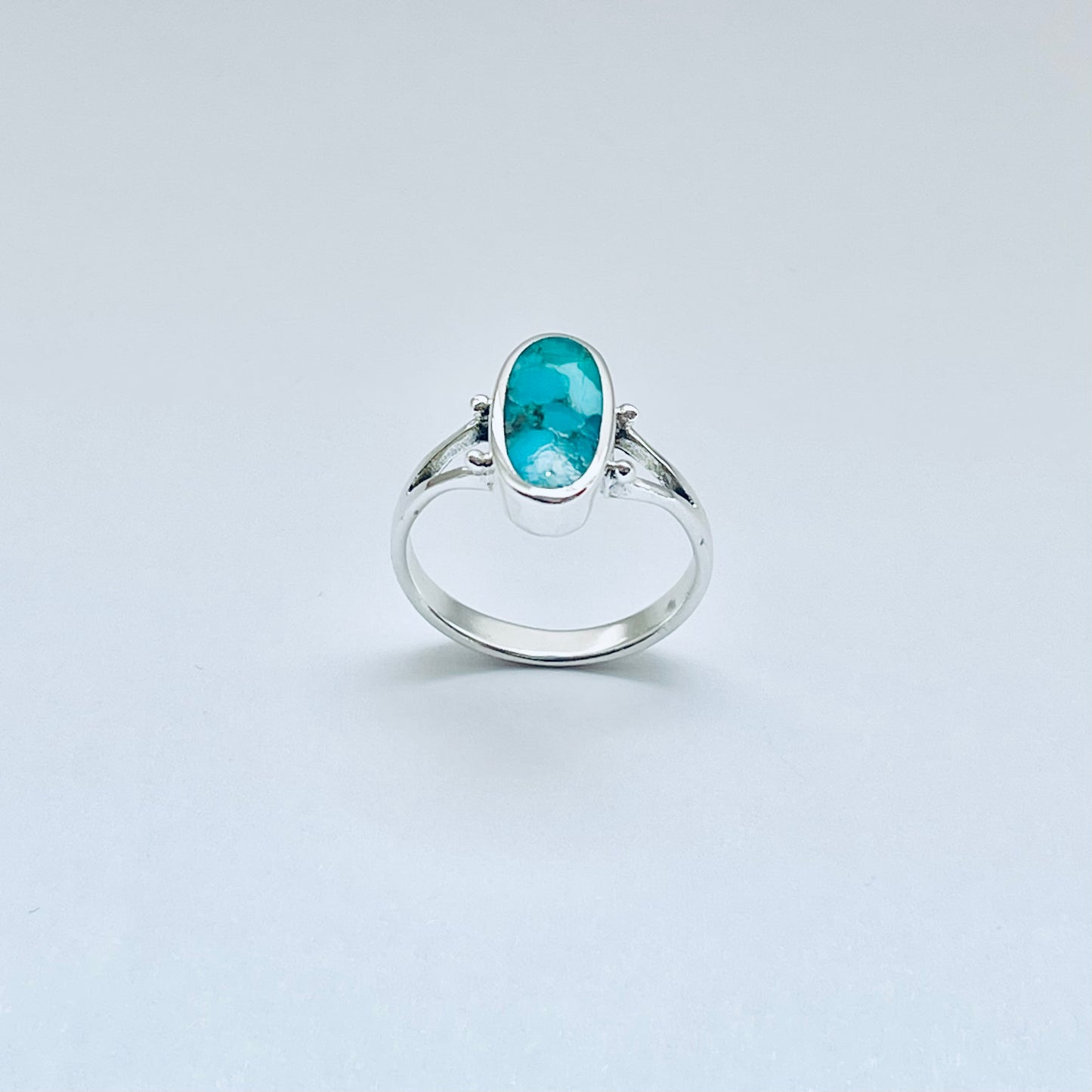 Sterling Silver Oval Genuine Turquoise Ring – Boho Statement Jewelry