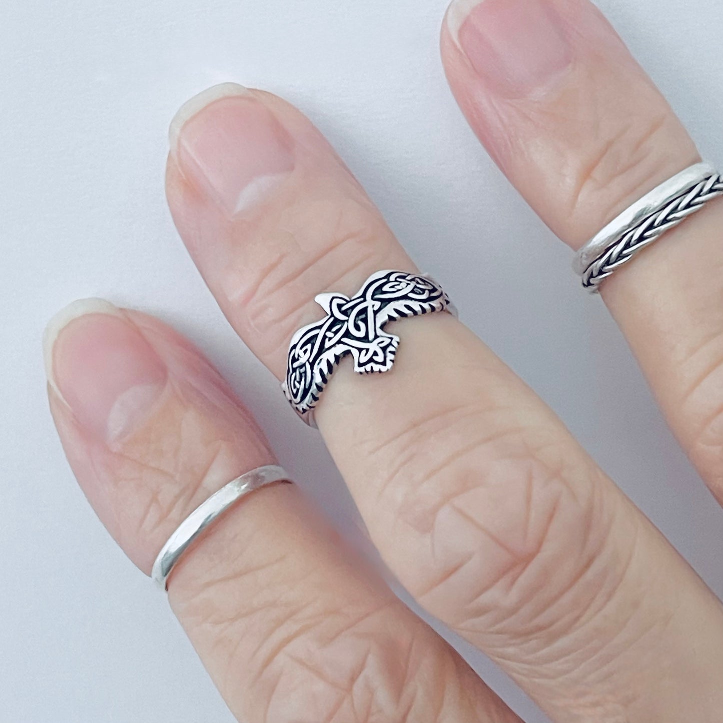 925 Sterling Silver Celtic Eagle Toe Ring | Spirit Birds & Trinity Knot Jewelry
