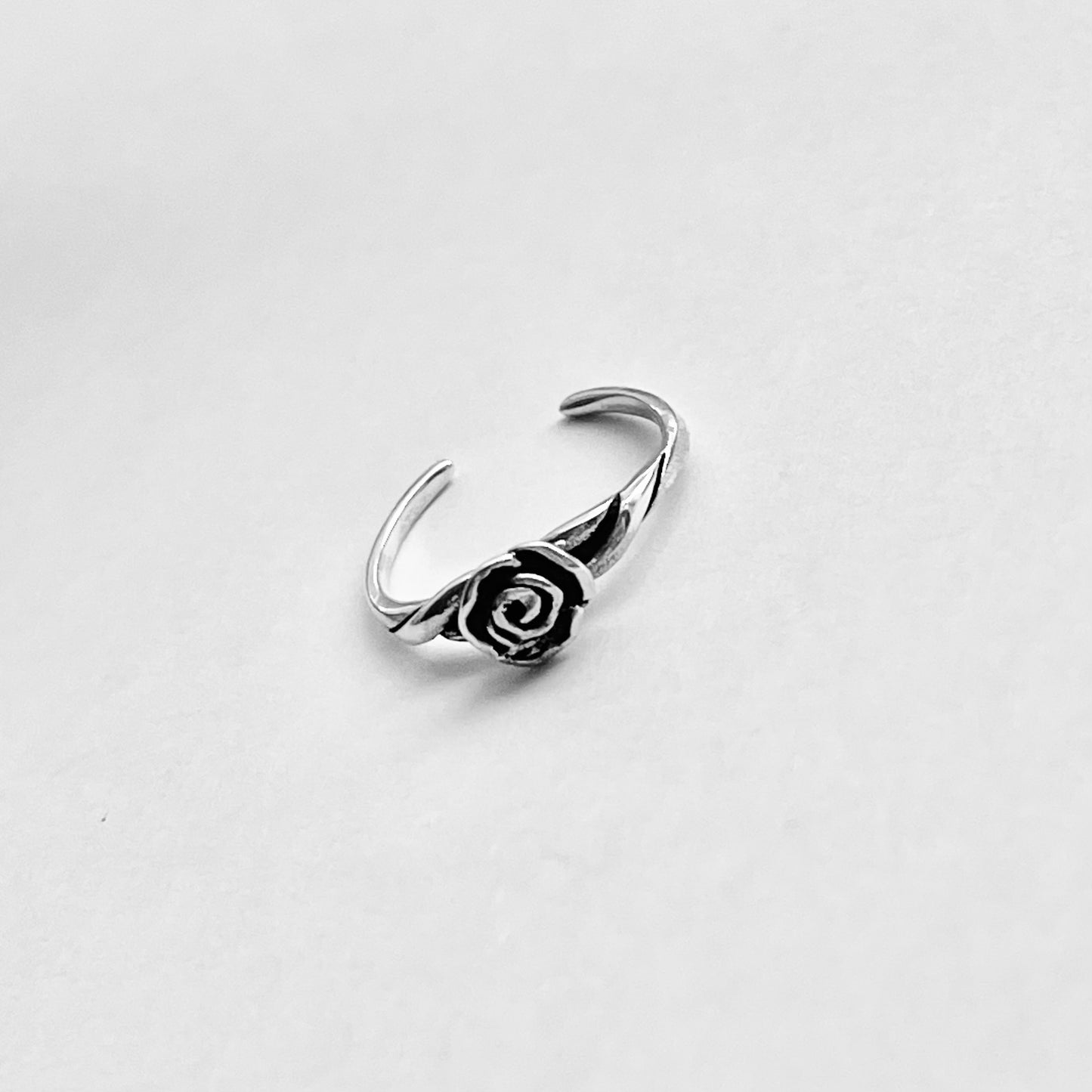 Sterling Silver Rose Toe Ring, Flower Silver Ring