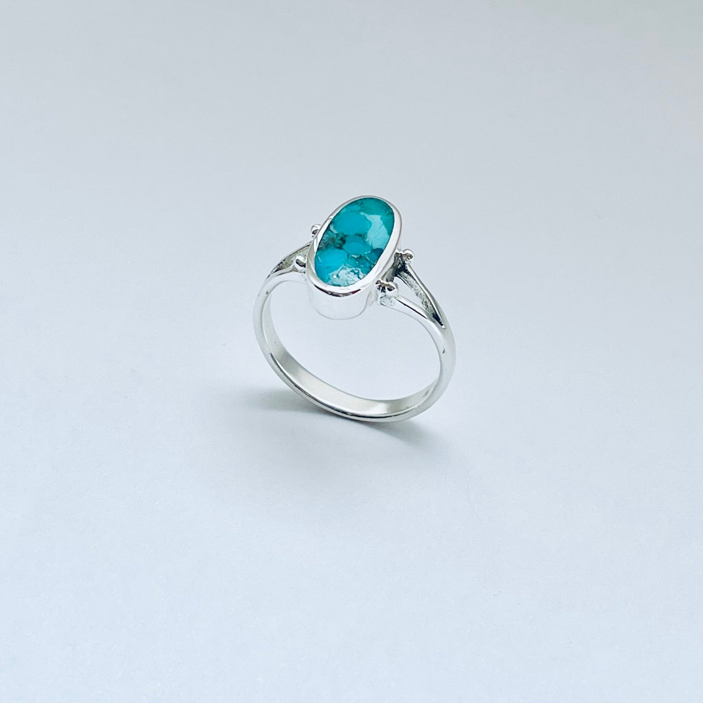 Sterling Silver Oval Genuine Turquoise Ring – Boho Statement Jewelry