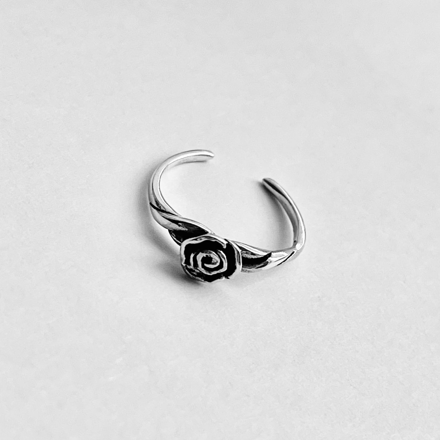 Sterling Silver Rose Toe Ring, Flower Silver Ring