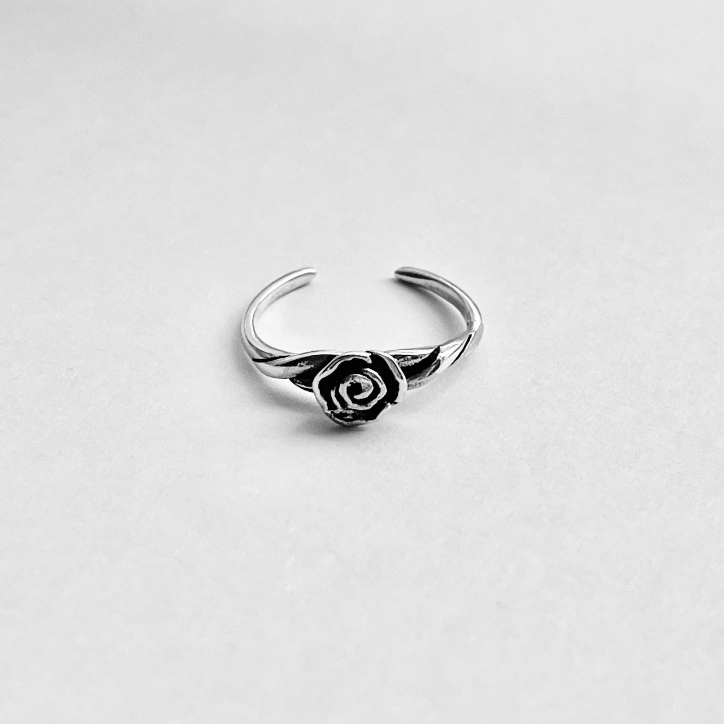 Sterling Silver Rose Toe Ring, Flower Silver Ring