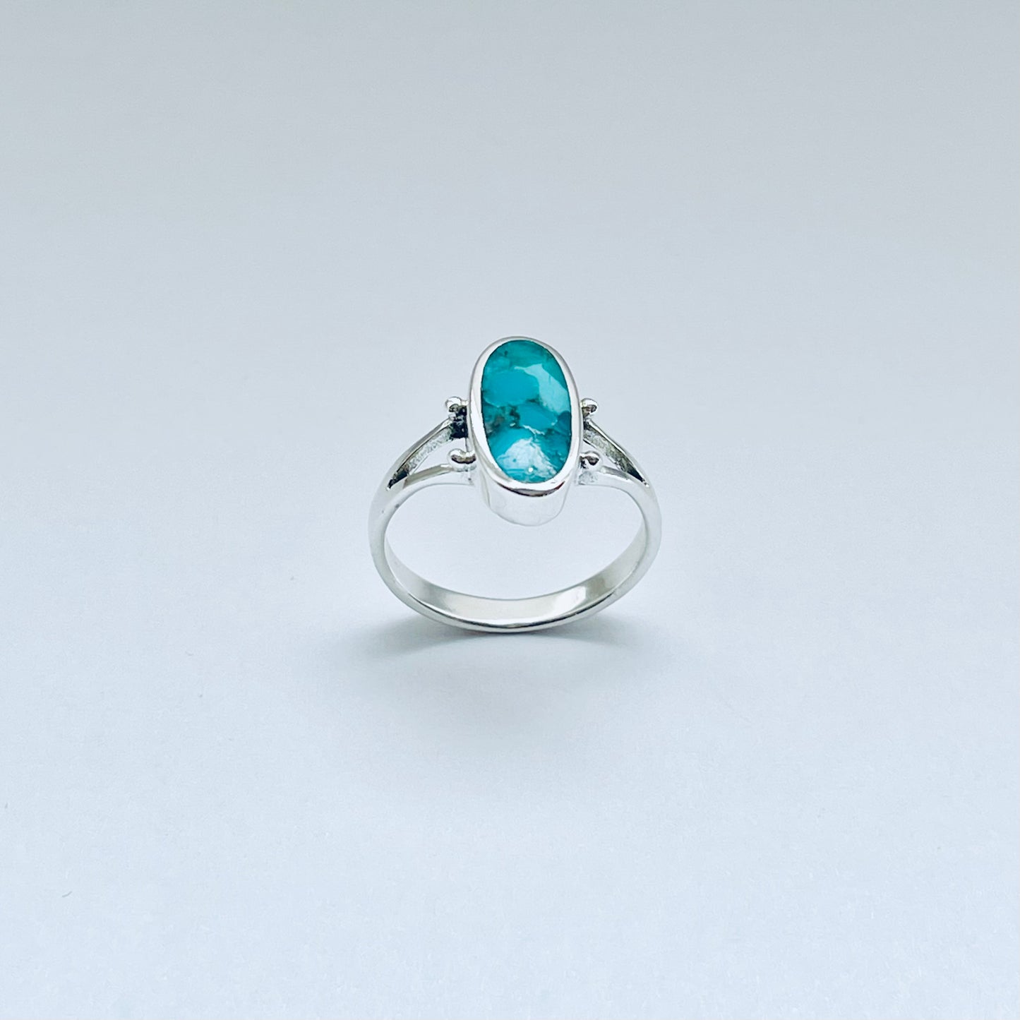 Sterling Silver Oval Genuine Turquoise Ring – Boho Statement Jewelry