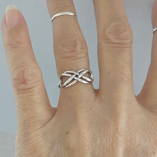 Sterling Silver Double Infinity Ring, Silver love Rings, Eternity Ring, Lazy Eight