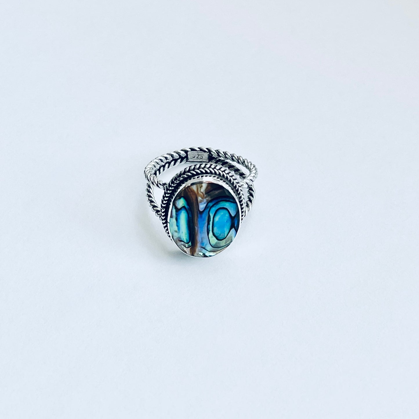 925 Sterling Silver Statement Round Abalone Ring | Seashell & Ocean Jewelry