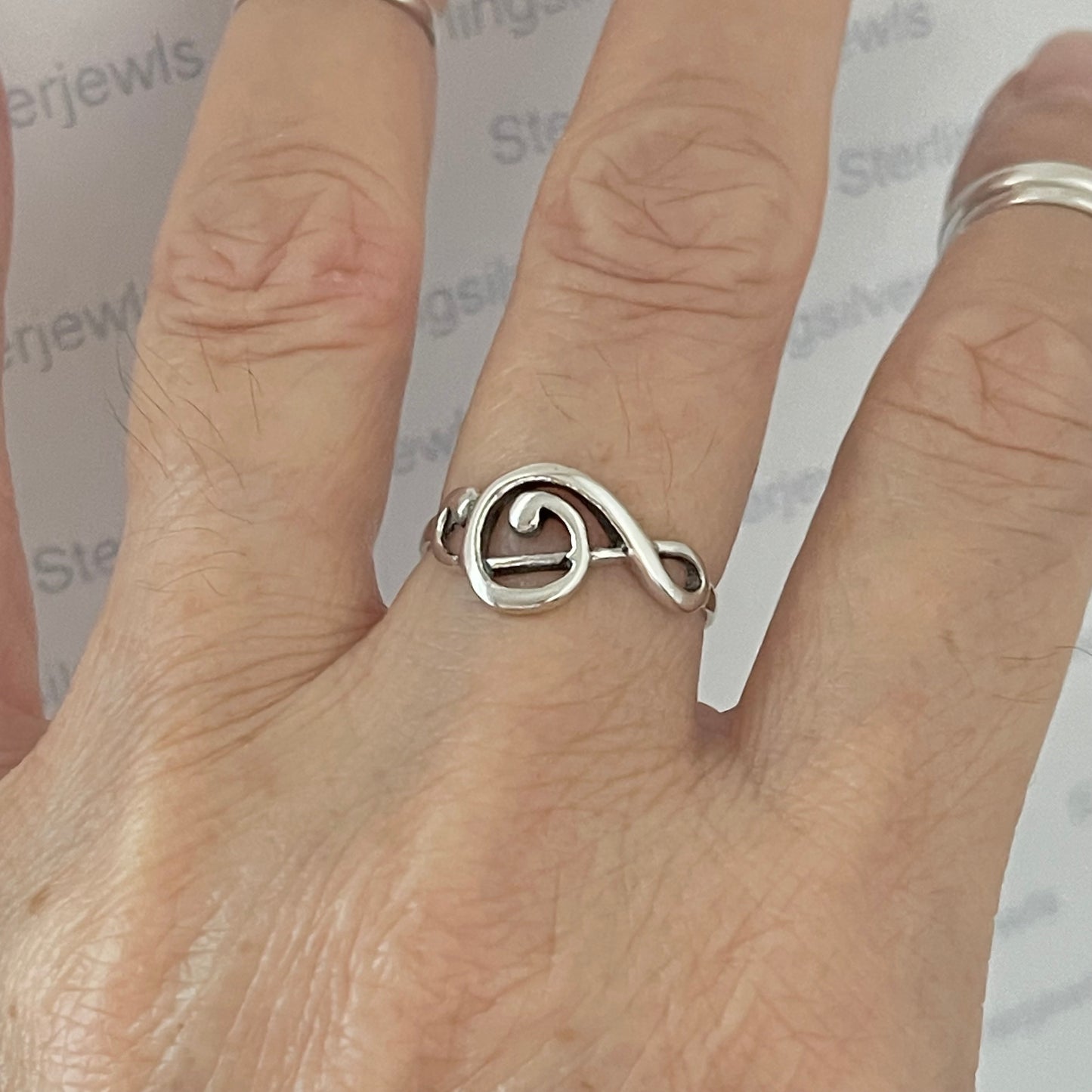 Sterling Silver Sideway Clef Note Ring, Singer Ring, Notes Silver Rings, Musician Ring