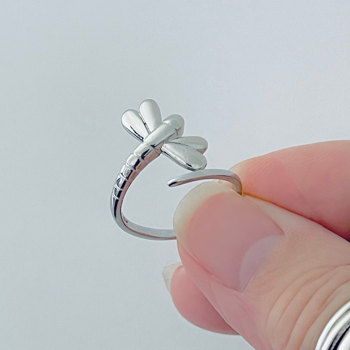 925 Sterling Silver Wraparound Dragonfly Ring | Statement Spirit Insect Bug Silver Rings