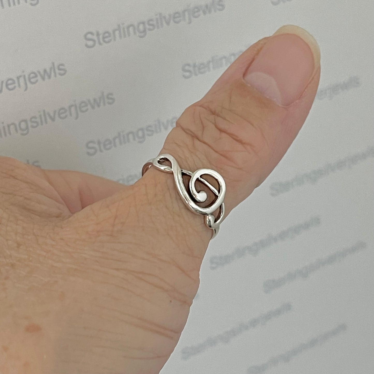 Sterling Silver Sideway Clef Note Ring, Singer Ring, Notes Silver Rings, Musician Ring