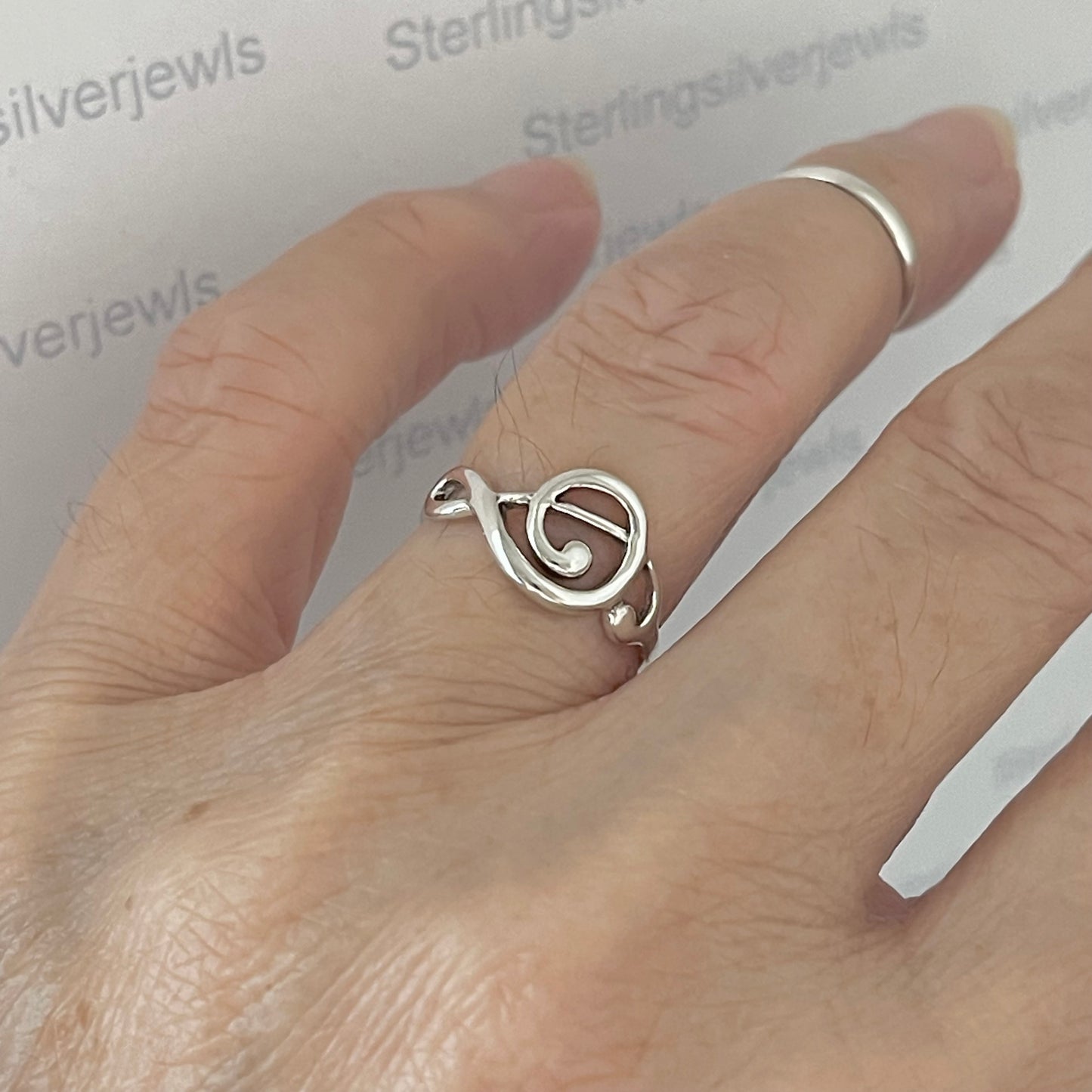 Sterling Silver Sideway Clef Note Ring, Singer Ring, Notes Silver Rings, Musician Ring