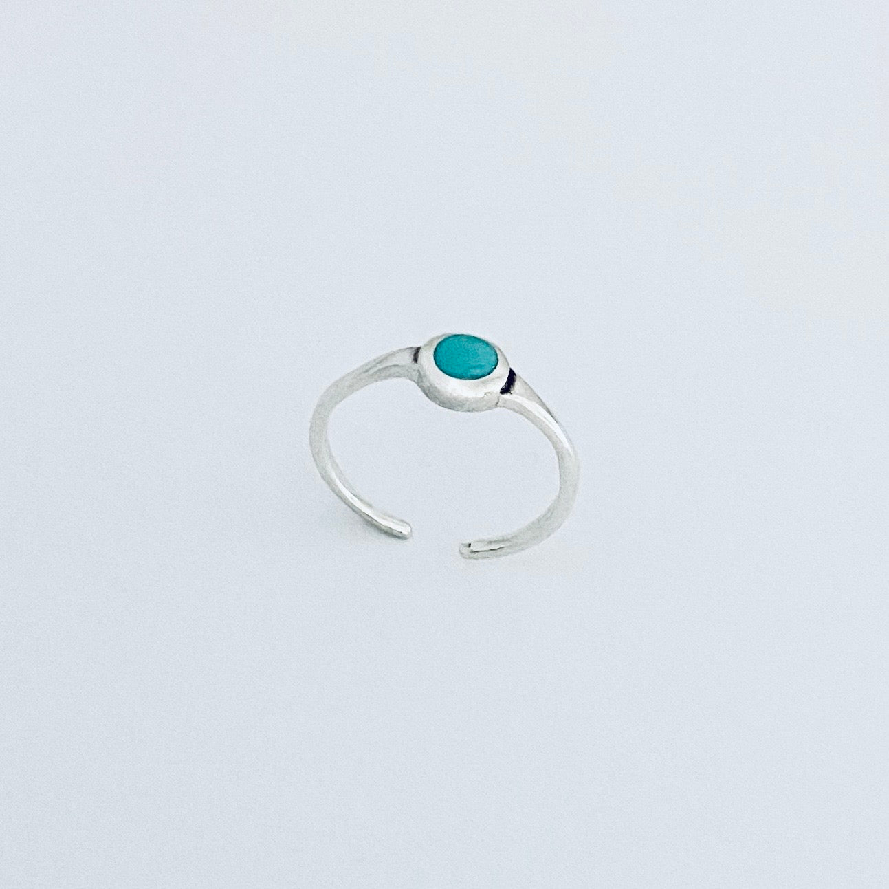 Sterling Silver Small Synthetic Turquoise Toe Ring – Dainty Minimalist Boho Rings