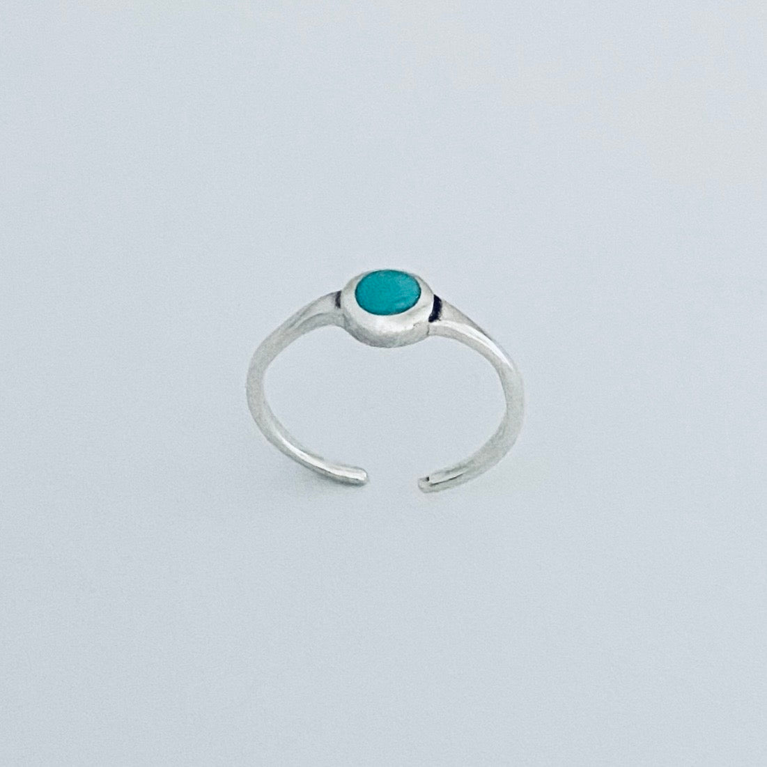 Sterling Silver Small Synthetic Turquoise Toe Ring – Dainty Minimalist Boho Rings