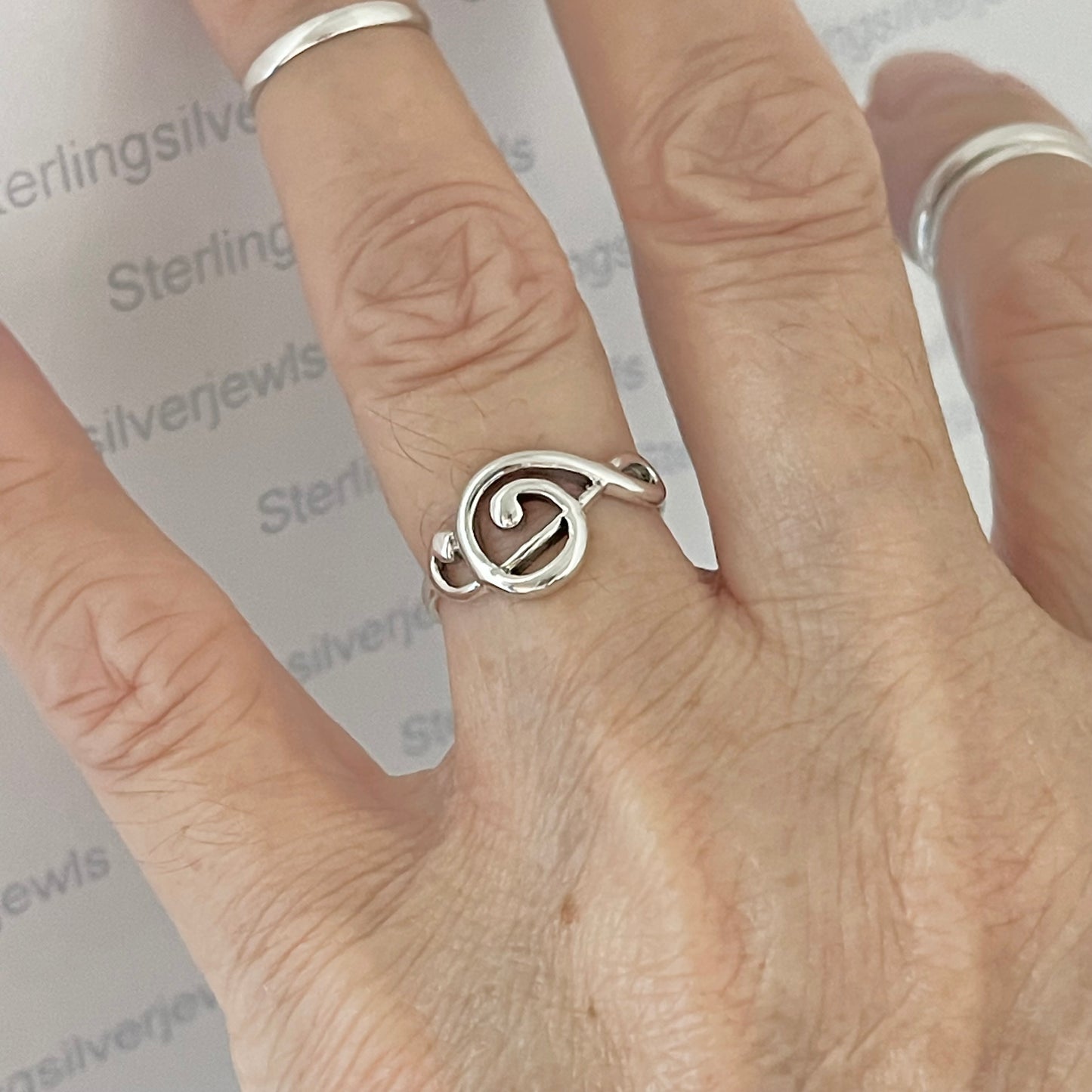 Sterling Silver Sideway Clef Note Ring, Singer Ring, Notes Silver Rings, Musician Ring