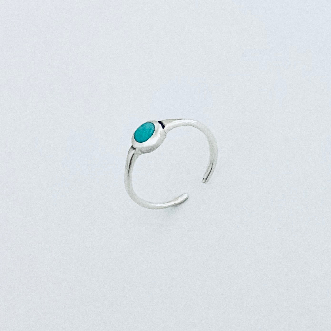 Sterling Silver Small Synthetic Turquoise Toe Ring – Dainty Minimalist Boho Rings