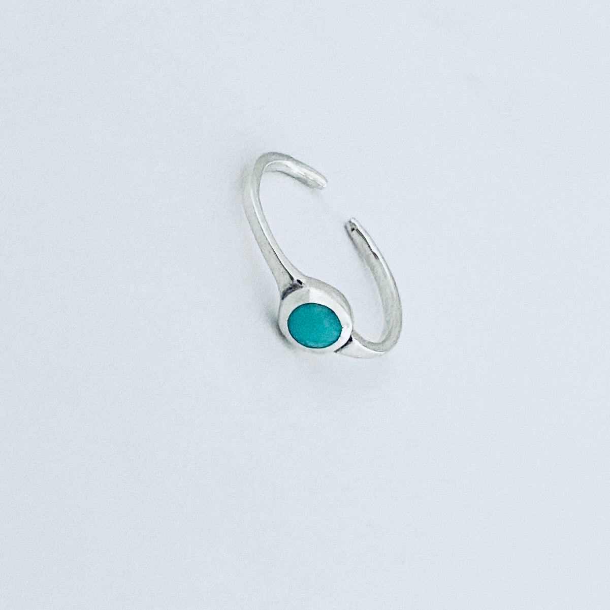 Sterling Silver Small Synthetic Turquoise Toe Ring – Dainty Minimalist Boho Rings