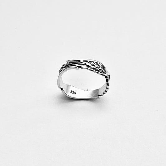 Sterling Silver Eternity Feather Ring, Angel Wing Rings, Spirit Bird Jewelry