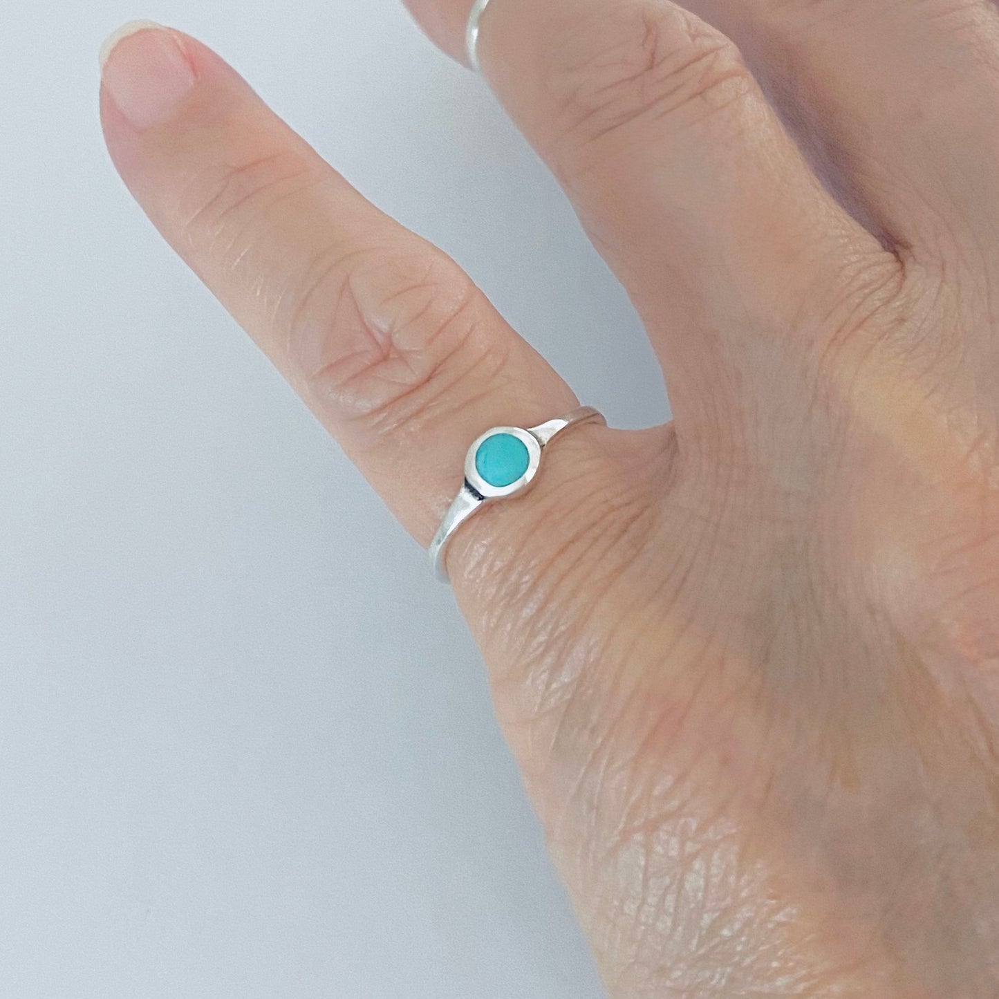 Sterling Silver Small Synthetic Turquoise Toe Ring – Dainty Minimalist Boho Rings