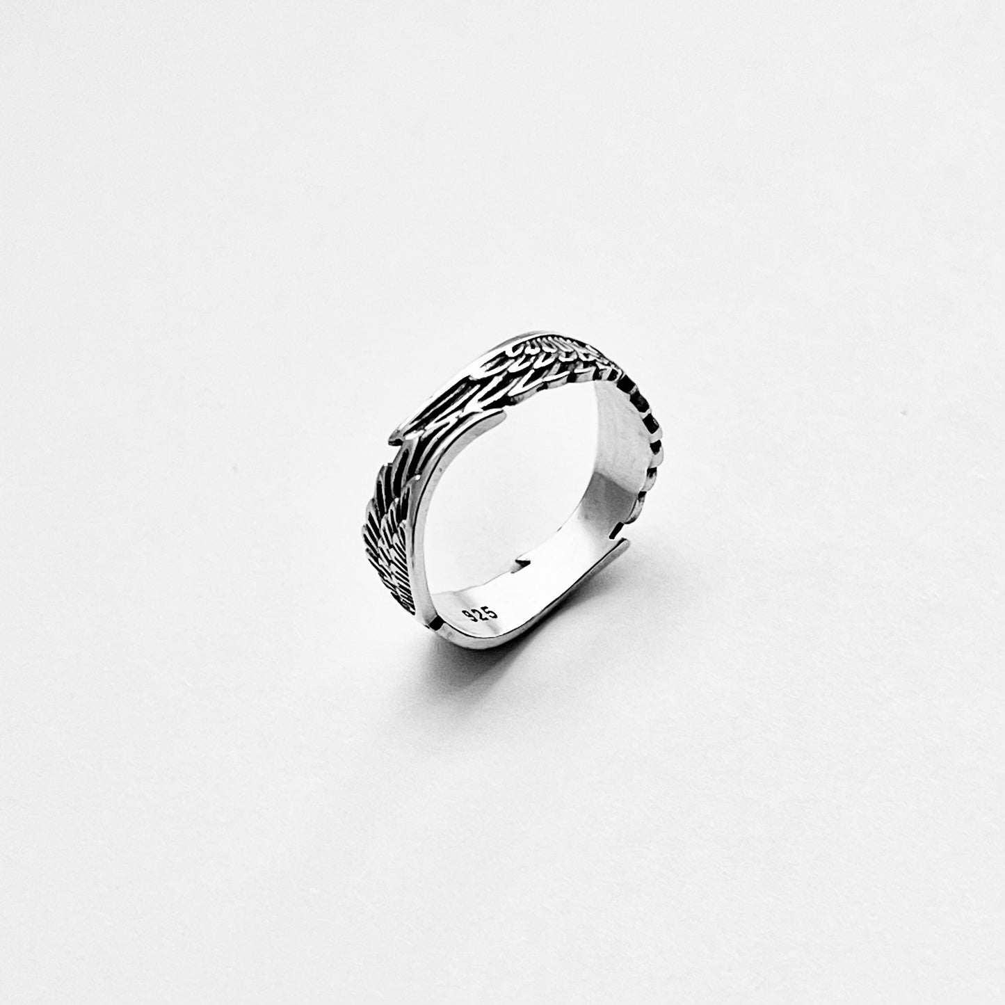 Sterling Silver Eternity Feather Ring, Angel Wing Rings, Spirit Bird Jewelry