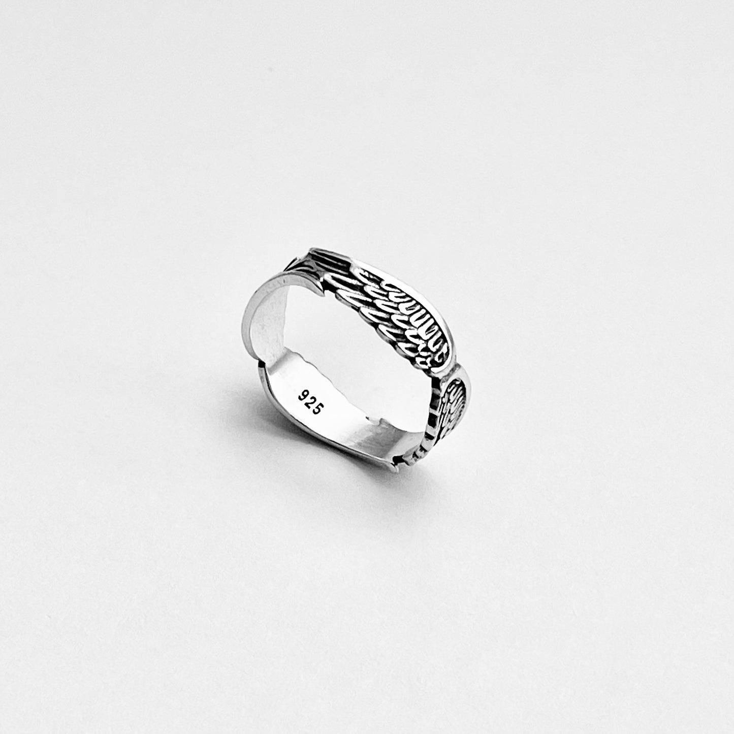Sterling Silver Eternity Feather Ring, Angel Wing Rings, Spirit Bird Jewelry