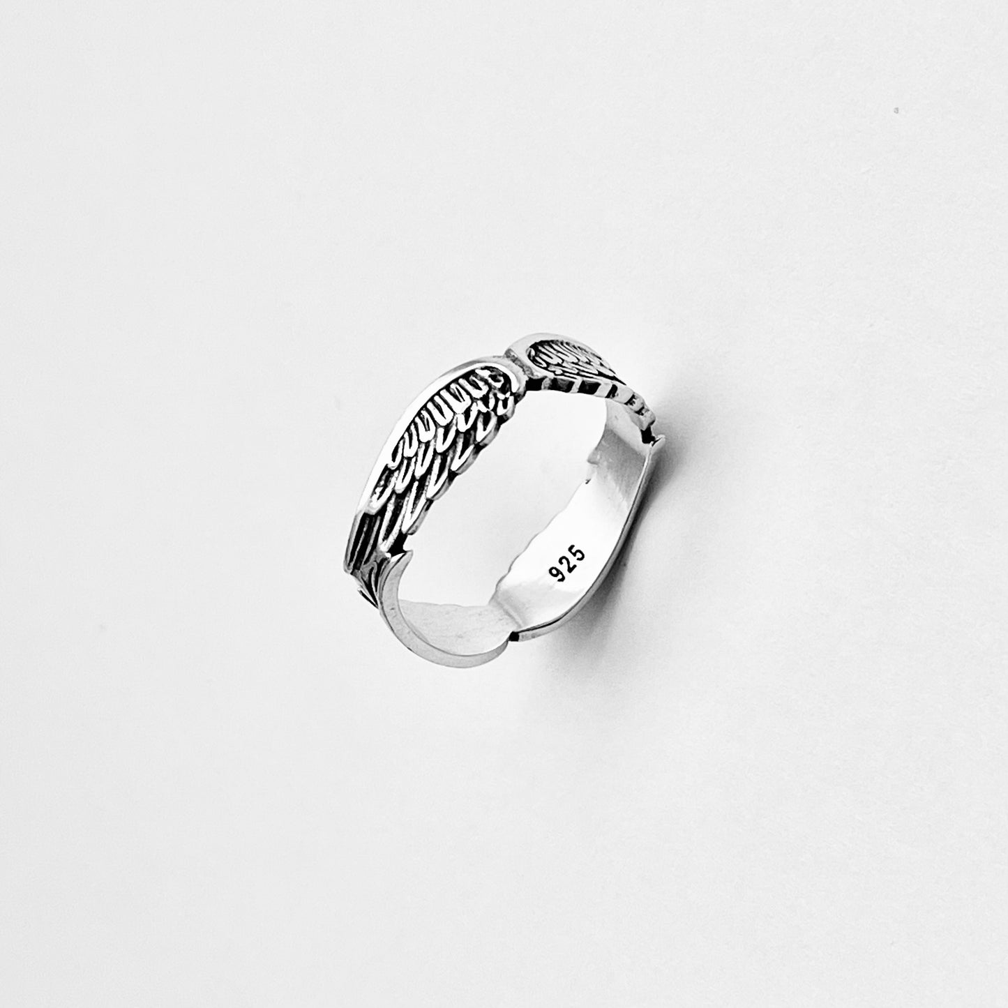 Sterling Silver Eternity Feather Ring, Angel Wing Rings, Spirit Bird Jewelry