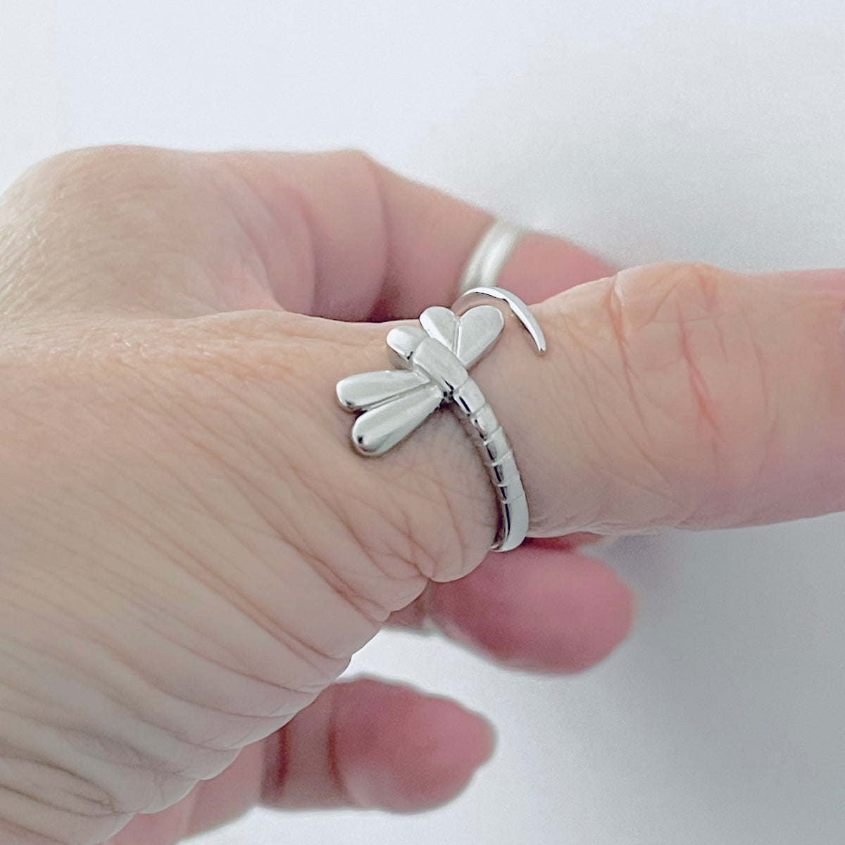925 Sterling Silver Wraparound Dragonfly Ring | Statement Spirit Insect Bug Silver Rings