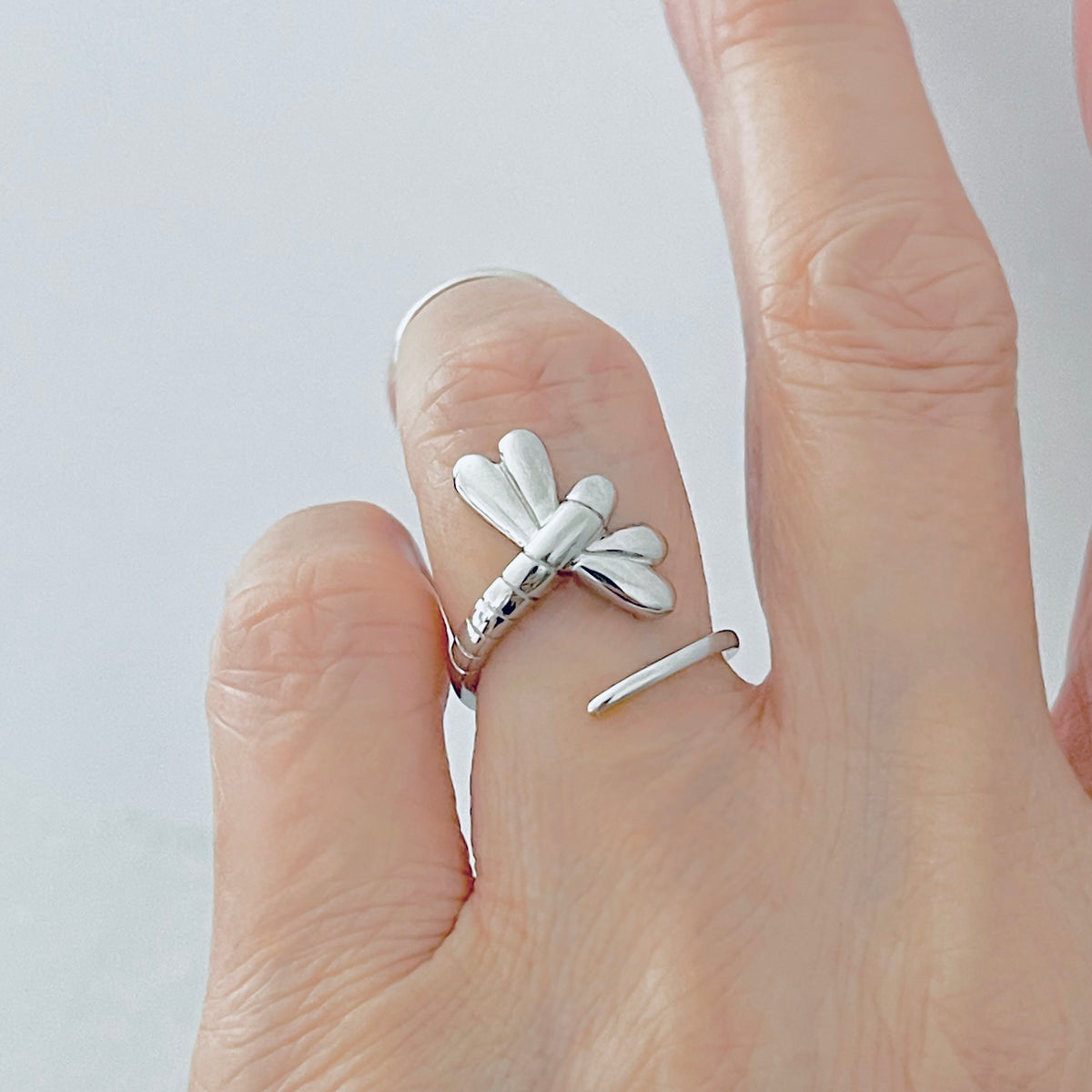 925 Sterling Silver Wraparound Dragonfly Ring | Statement Spirit Insect Bug Silver Rings