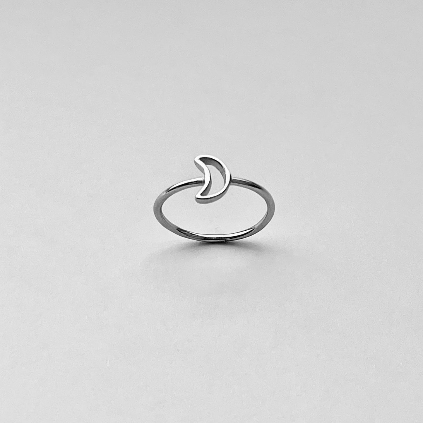 Sterling Silver Little Open Crescent Moon Ring, Minimalist Ring, Celestial Rings