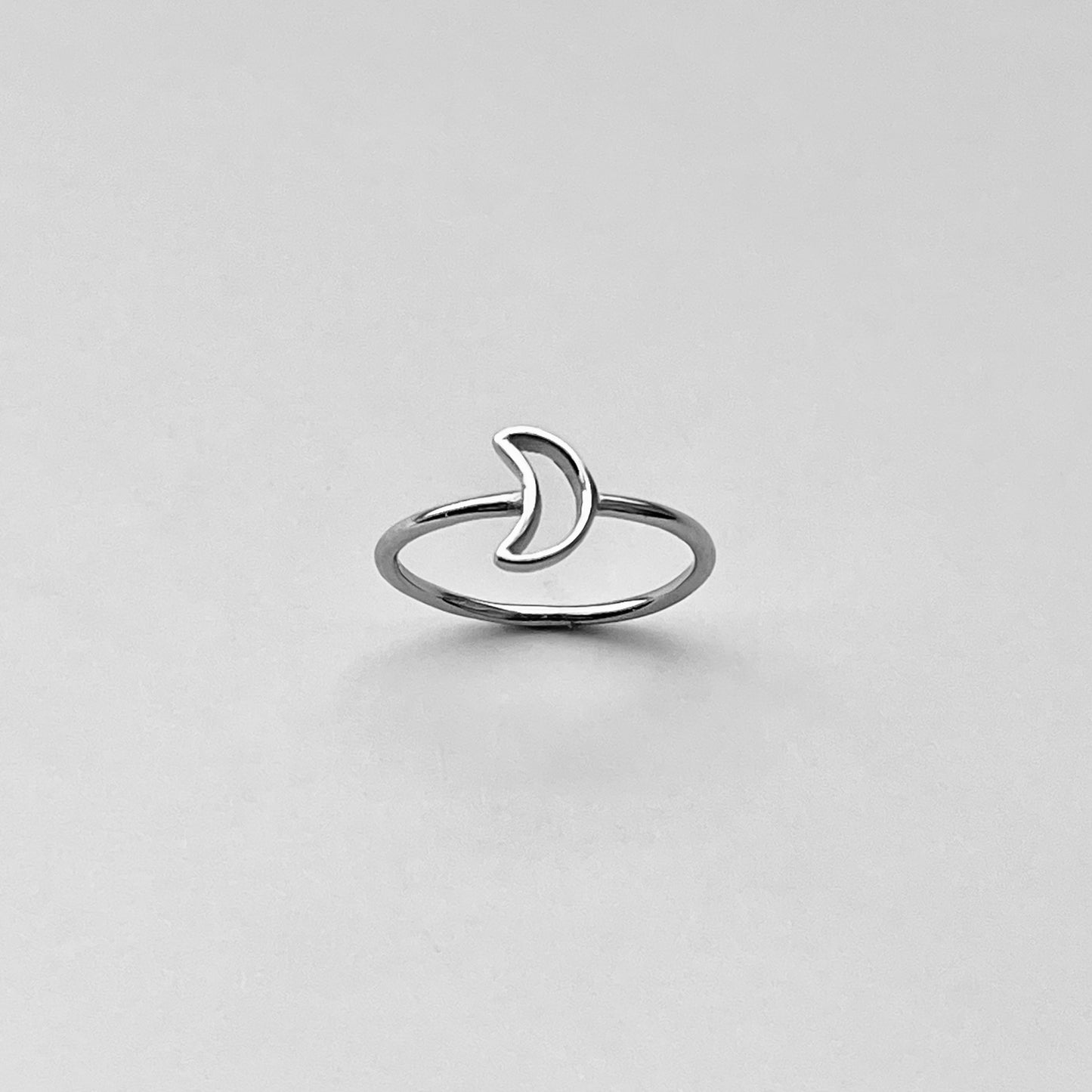 Sterling Silver Little Open Crescent Moon Ring, Minimalist Ring, Celestial Rings