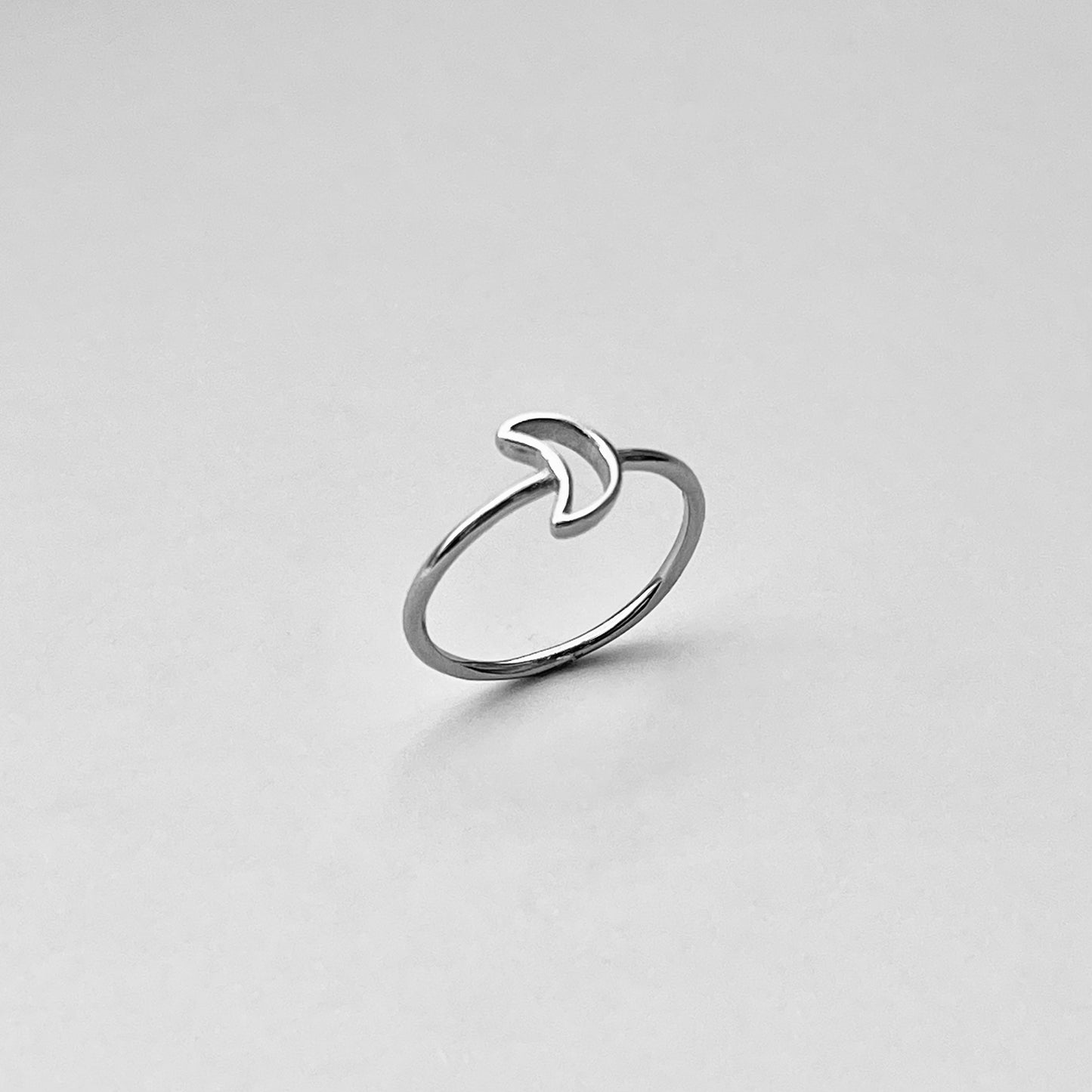 Sterling Silver Little Open Crescent Moon Ring, Minimalist Ring, Celestial Rings