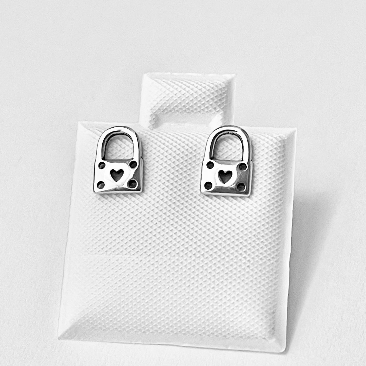 Sterling Silver Little Heart Padlock Stud Earring, Silver Earrings, Locks, Hearts